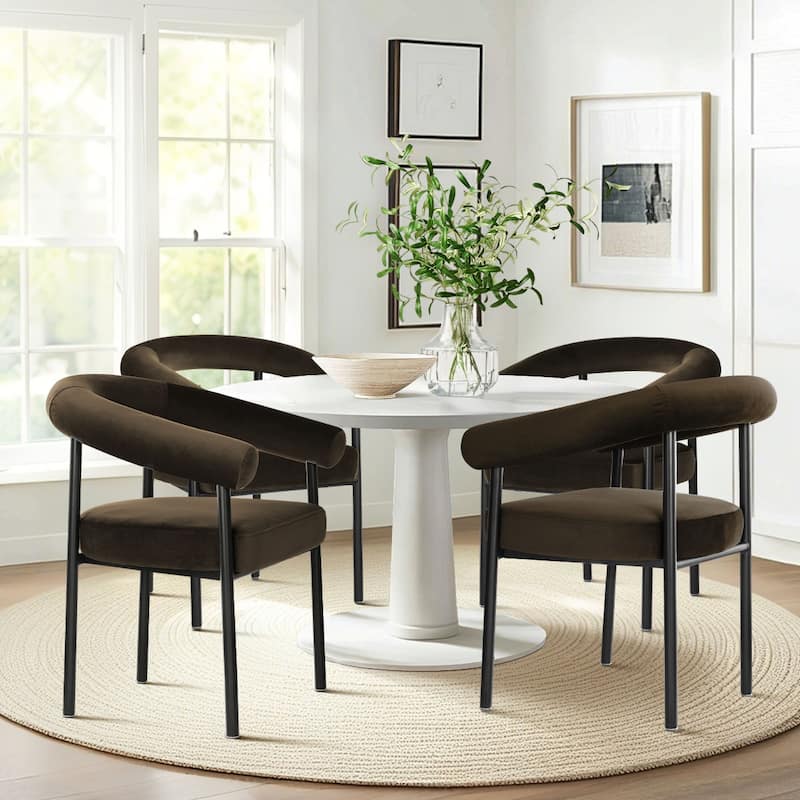 High-back upholstered Chairs (Set of 4) - Mink imitate color
