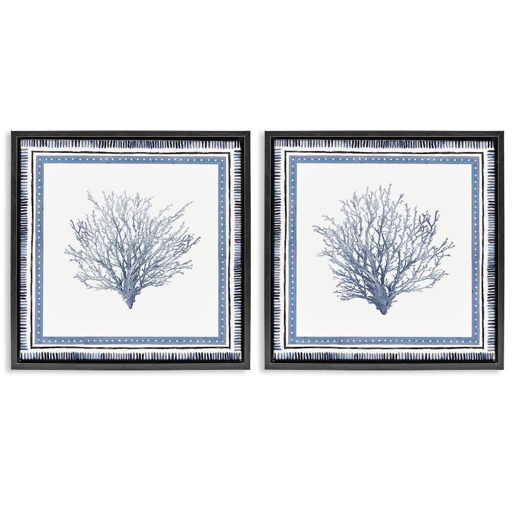 Stupell Maritime Coral Tendrils Framed Floater Canvas Wall Art Design By Lanie Loreth (Set of 2)