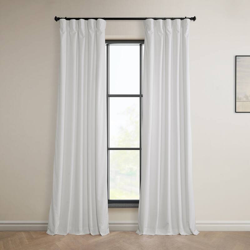 Exclusive Fabrics Heritage Plush Velvet Curtain (1 Panel) - 50 X 96 - Pillow White