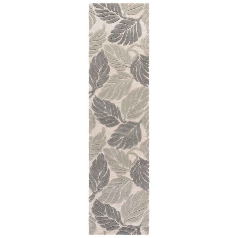SAFAVIEH Handmade Jardin Dilbagh Wool Rug - 2'3" x 9' Runner - Grey/Ivory