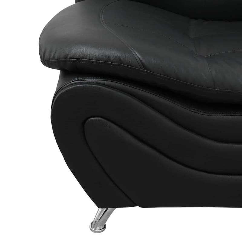 Black Faux leather 1 Seat Living Room Sofa