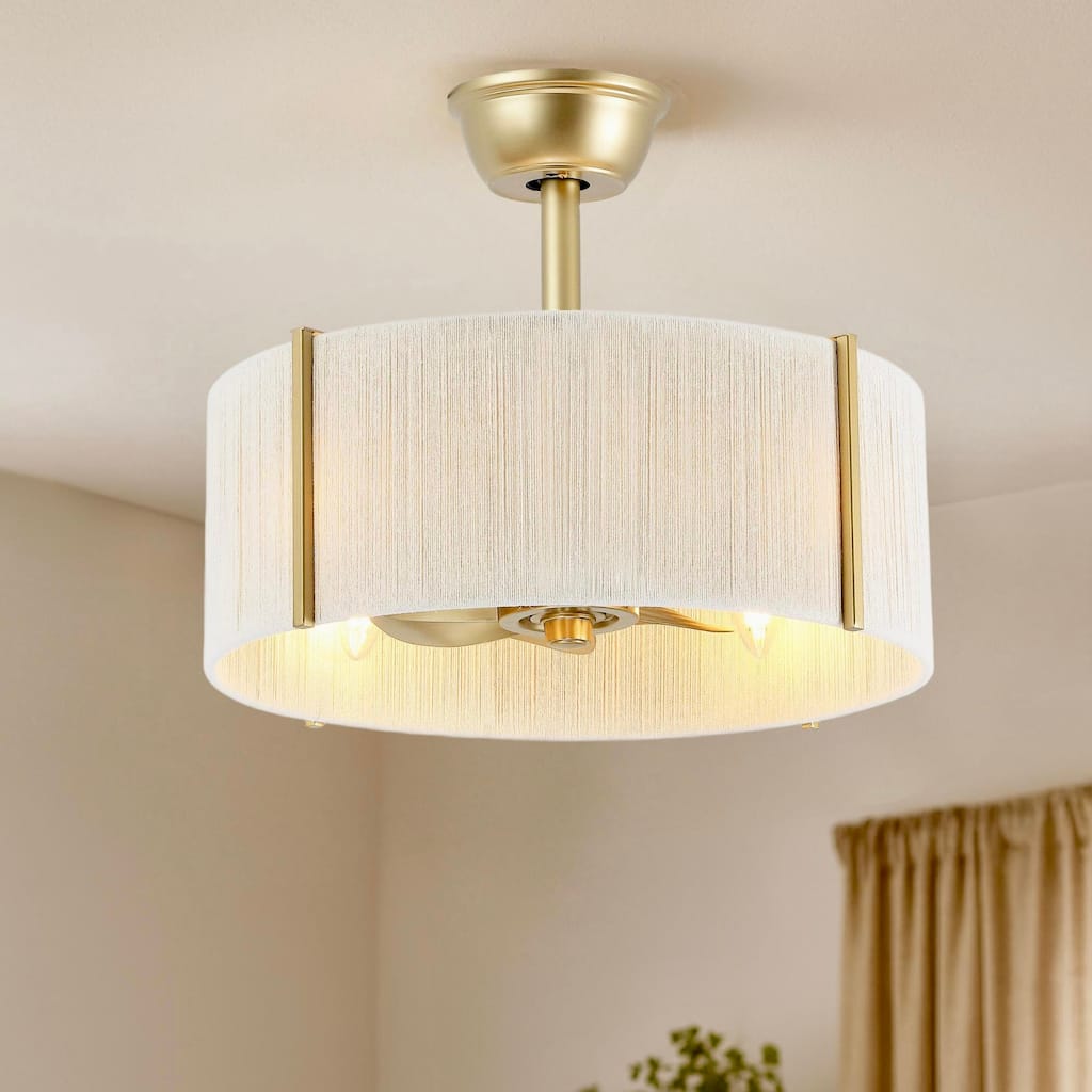 18" 7-Blade Rope Caged Ceiling Fan with Light Kit and Remote Control