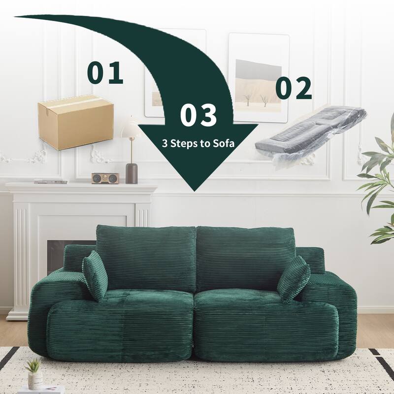 Featured Loveseat Sofa Couch with Throw Pillows, 2 Seater Large Sectional Sofa Couches for Living Room