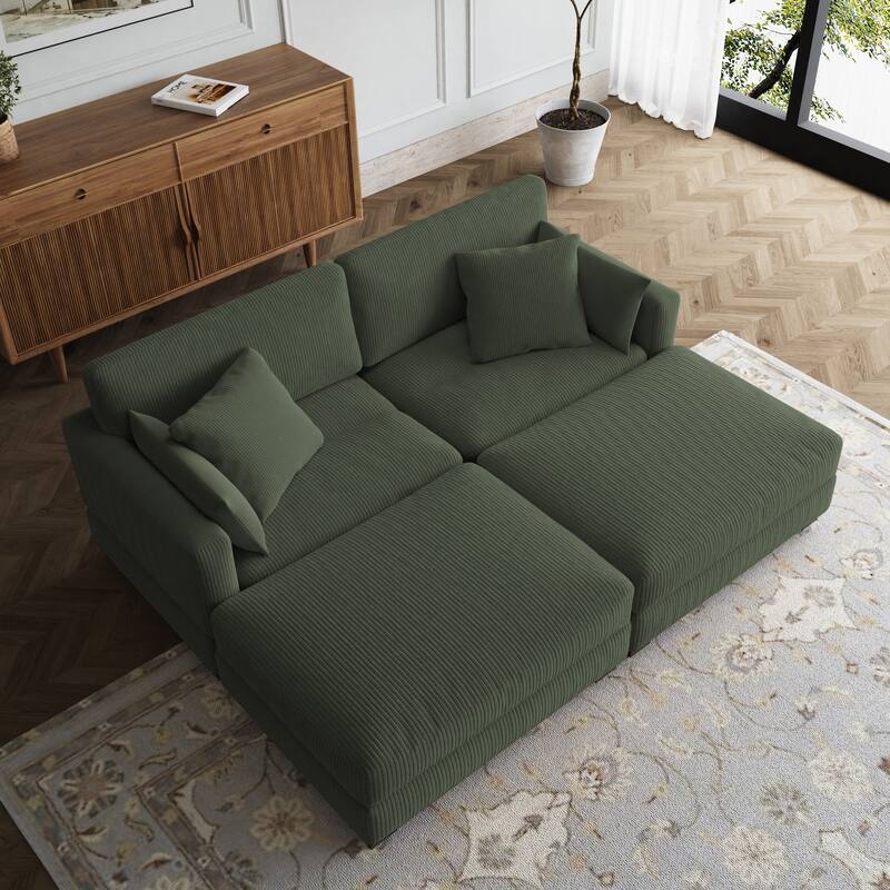 Sectional Sofa Set Modular Couch with Ottomans