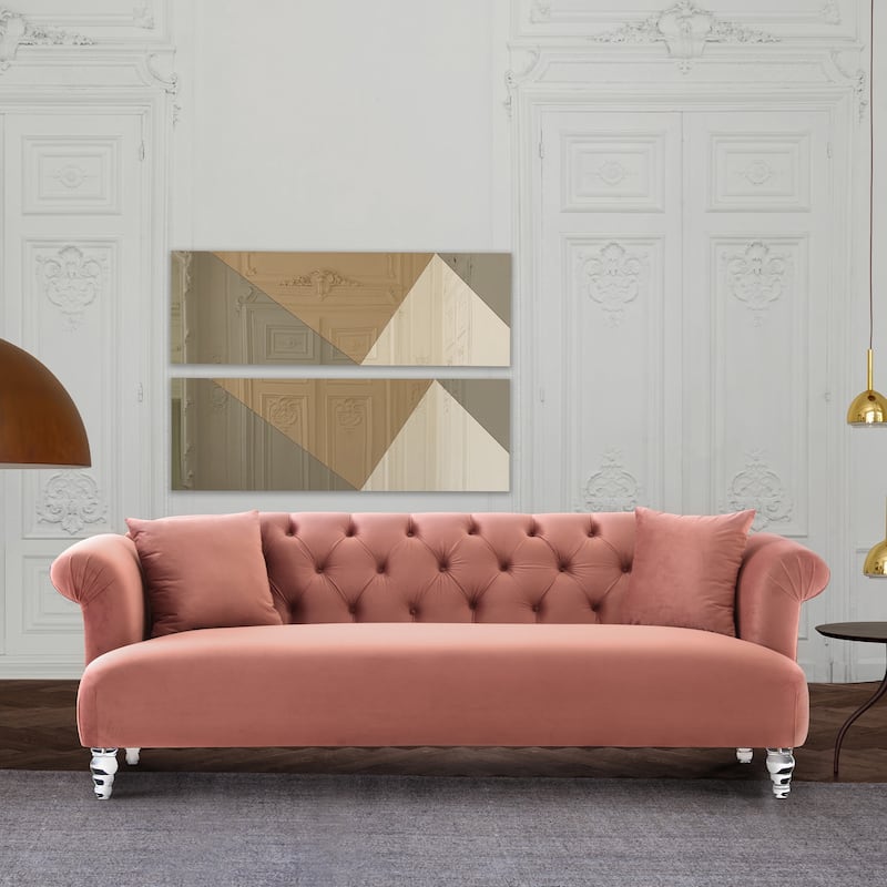 Armen Living Elegance Sofa in Velvet with Acrylic Legs