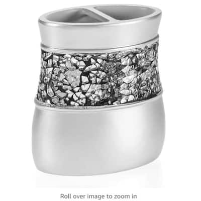 Creative Scents Crackled Glass Silver Toothbrush Organizer
