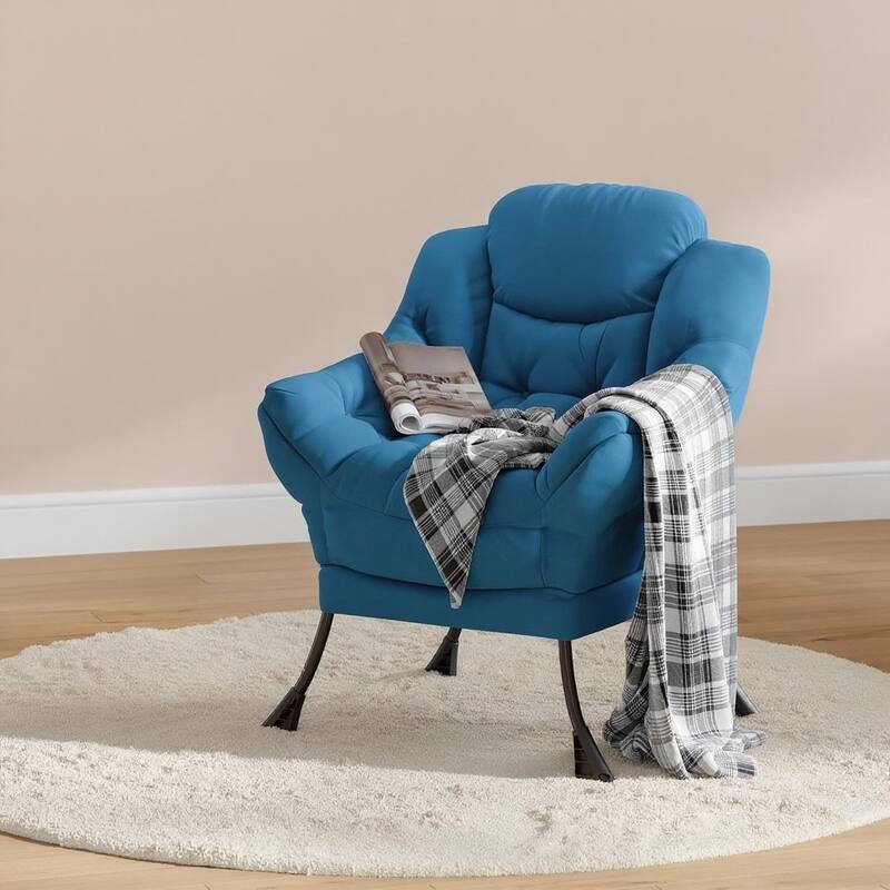 Lazy Chair, with Side Pocket and Arm - Navy Blue