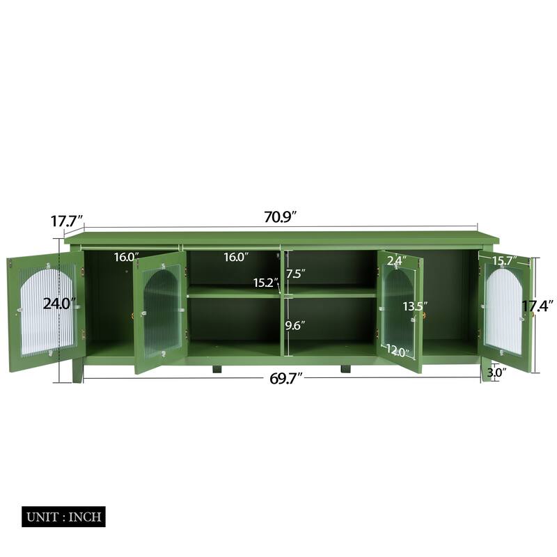 Stylish TV cabinet, TV frame, TV stand，solid wood frame, Changhong glass door, antique green