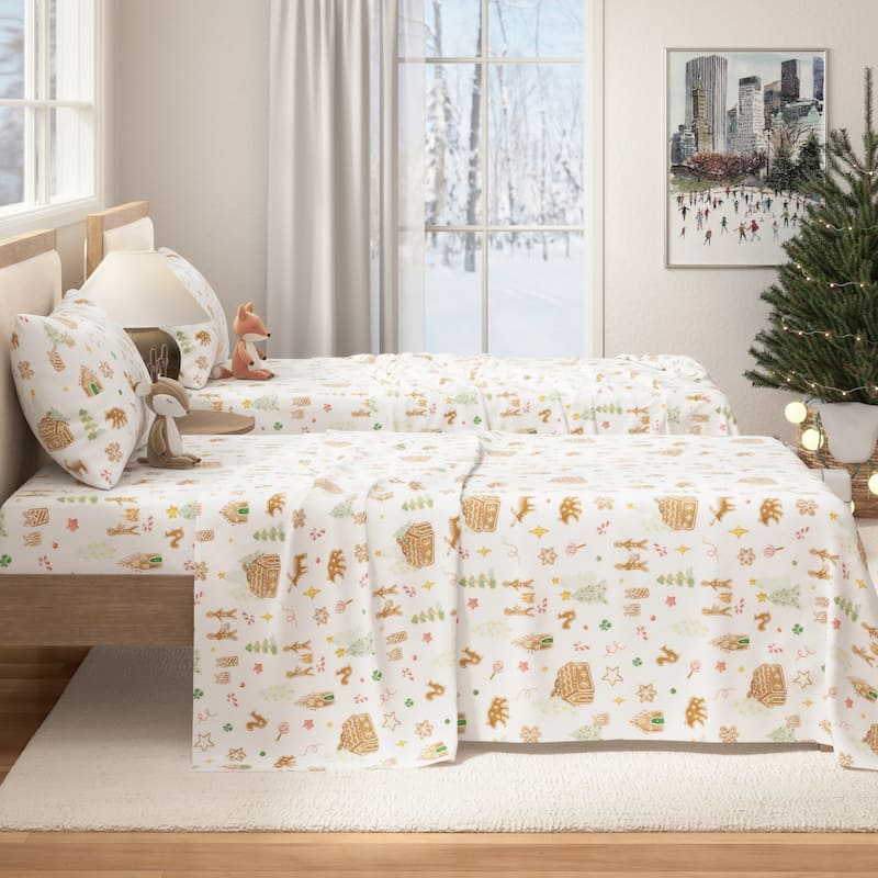 Linery & Co. Ultra-Soft Turkish Cotton Flannel Christmas Print Sheet Set