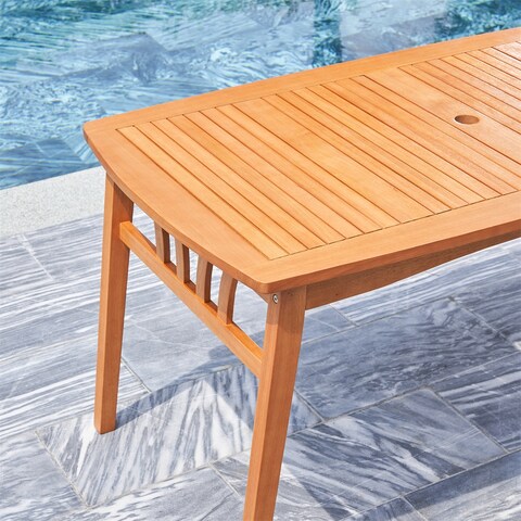 59" L x 32" W x 30" H Wood Outdoor Dining Table with Umbrella Hole