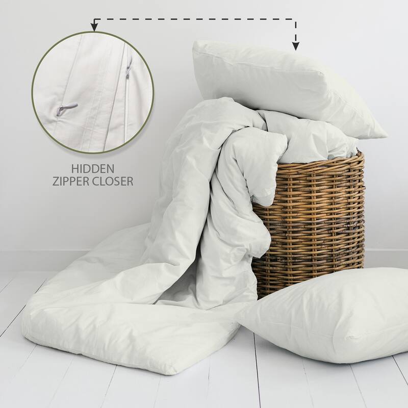 Purity Home Percale 3 Piece Duvet Cover Set