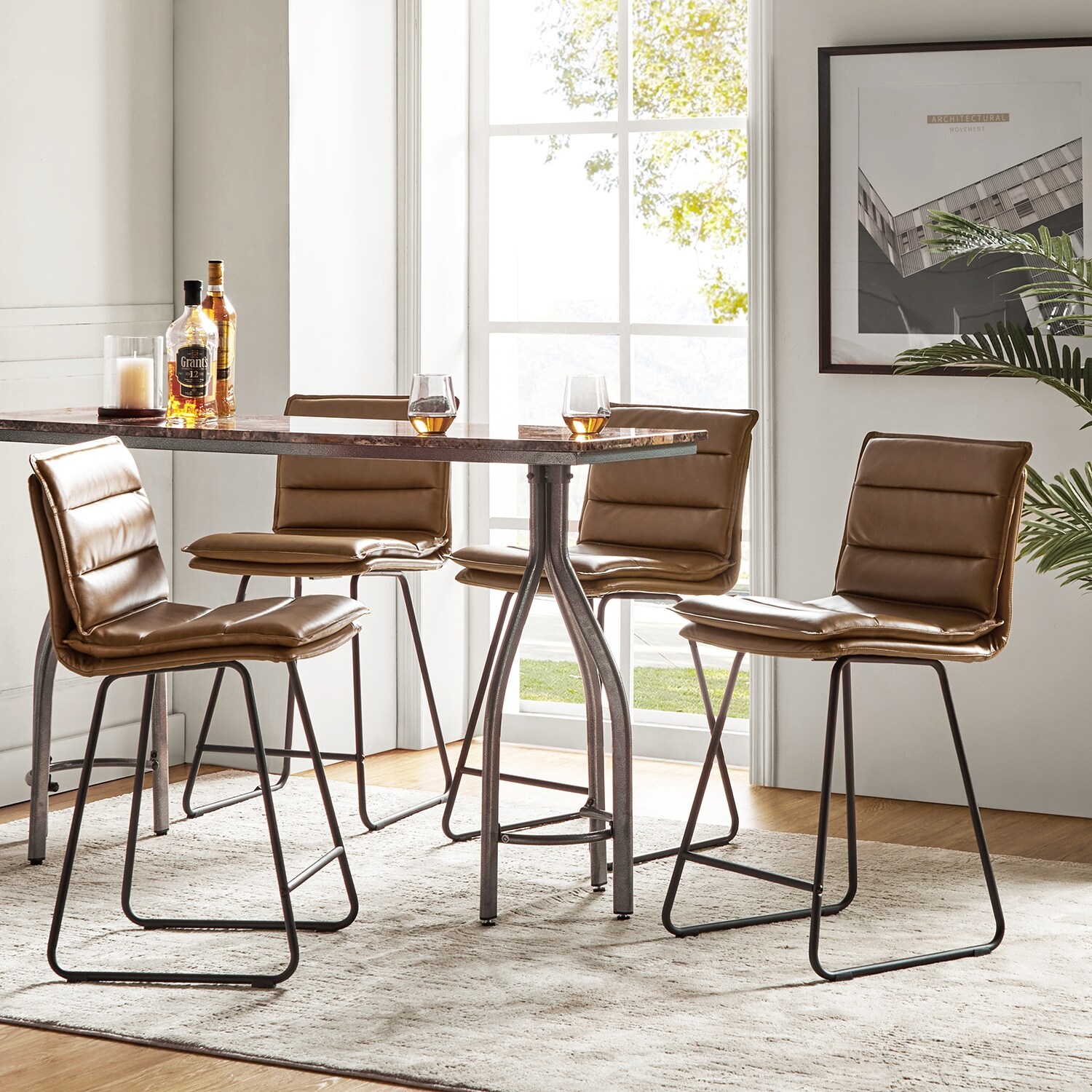 Hedda Faux leather Sleek and Contemporary Industrial Counter