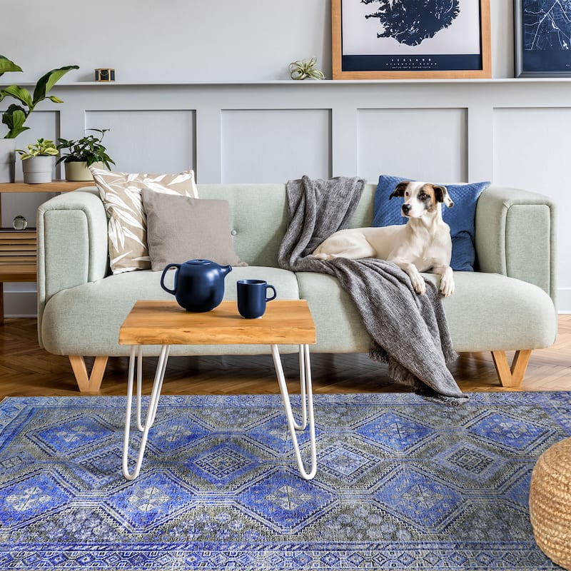Superior Southwestern Geometric Diamonds Indoor Area Rug - 5'7" X 8'9" - Sapphire Blue
