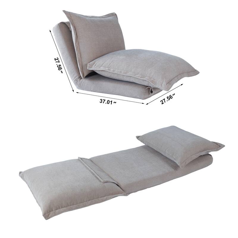 Lazy Sofa Chair Reclining Sofa Bed Floor Standing Single Sleeper Couch with Pillows and Adjustable Backrest for Small Space