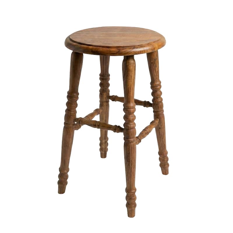 Handcrafted Natural Solid Mindi Wood Bar Stool by East at Main