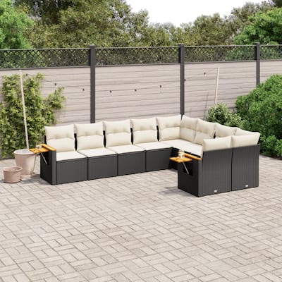 vidaXL Patio Sofa Set with Cushions Outdoor Conversation Furniture Poly Rattan