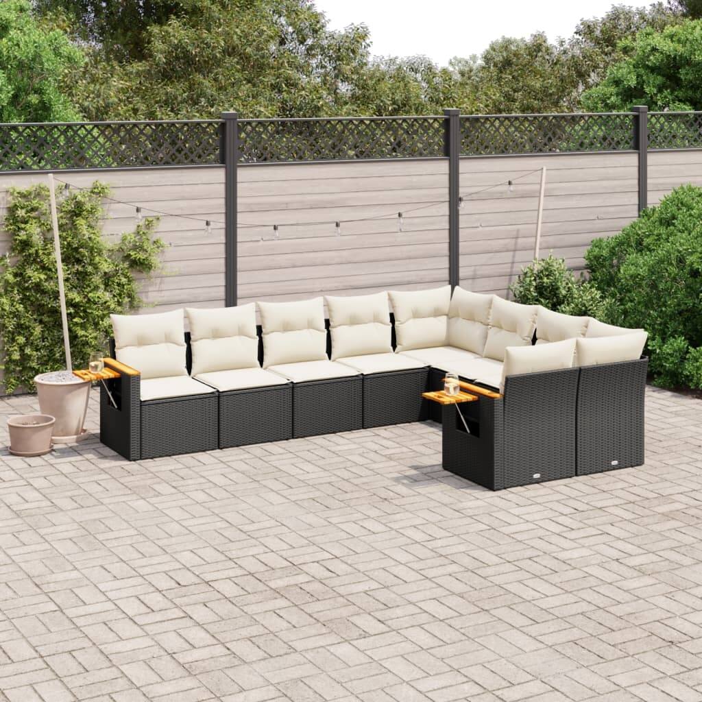 vidaXL Patio Sofa Set with Cushions Outdoor Conversation Furniture Poly Rattan