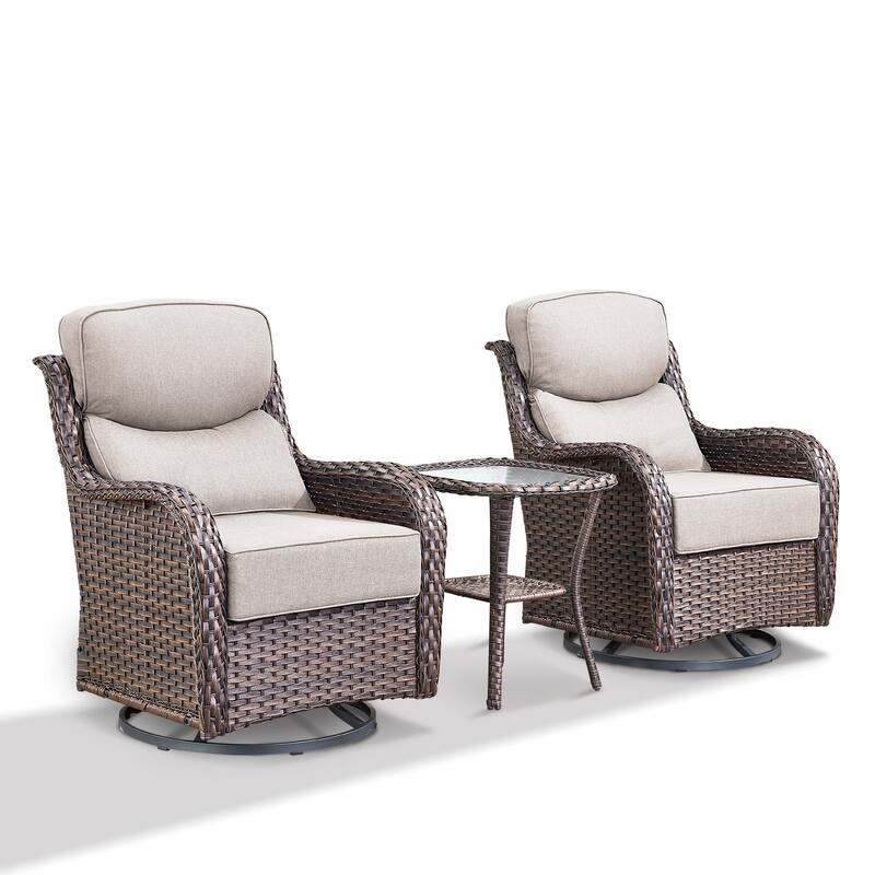 Outdoor Swivel Chairs with 6-Inch Thick Cushions for Garden