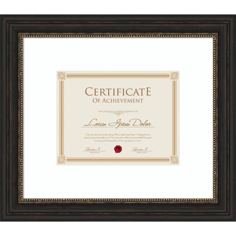 Accent Bronze Narrow Framed Picture Frame, Photo Frame - 17x14.5 Matted White 11x9