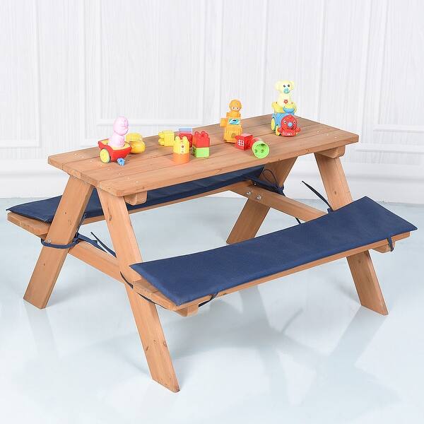 Shop Costway Kids Wooden Picnic Table Bench Set Childrenoutdoor