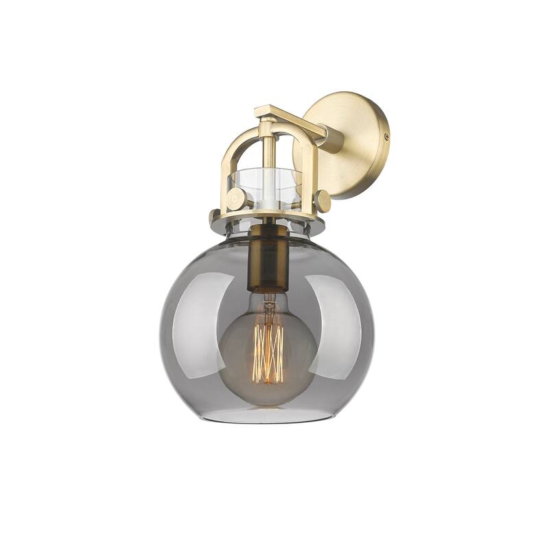 Innovations Lighting 410-1W-14-8 Newton Sphere Sconce Newton Sphere - Brushed Brass / Plated Smoke
