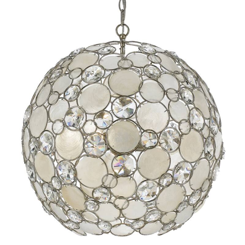 Palla 6 Light Antique Silver Sphere Chandelier - 22'' W x 22'' H - 22'' W x 22'' H
