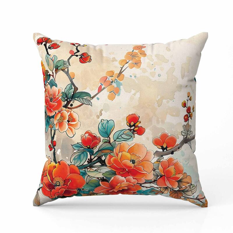 Scarlet Wing Heaven Faux Suede Reversible Throw Pillow Orange and Teal