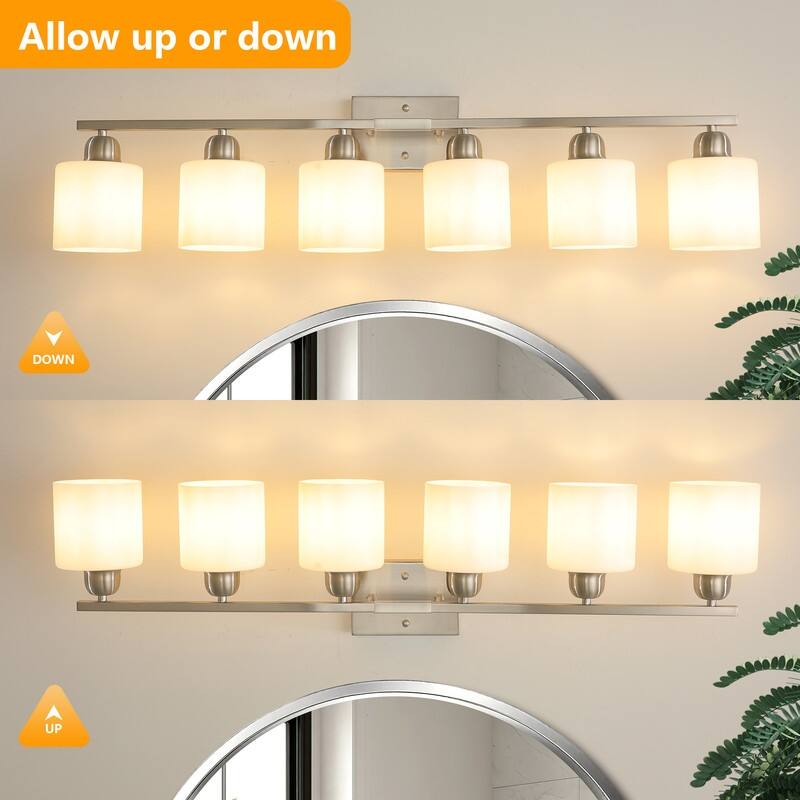 Modern Bathroom Vanity Light With Frosted Milk Glass Shades