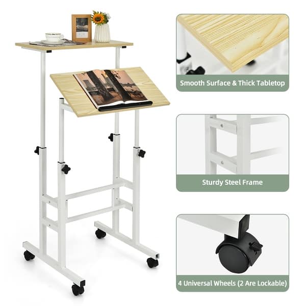 Mobile Standing Desk Stand Up Desk Height Adjustable Computer Desk