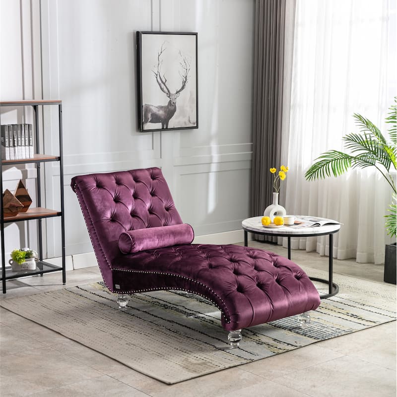 Velvet Tufted Chaise Lounge Chair - Bed Bath & Beyond - 36145929