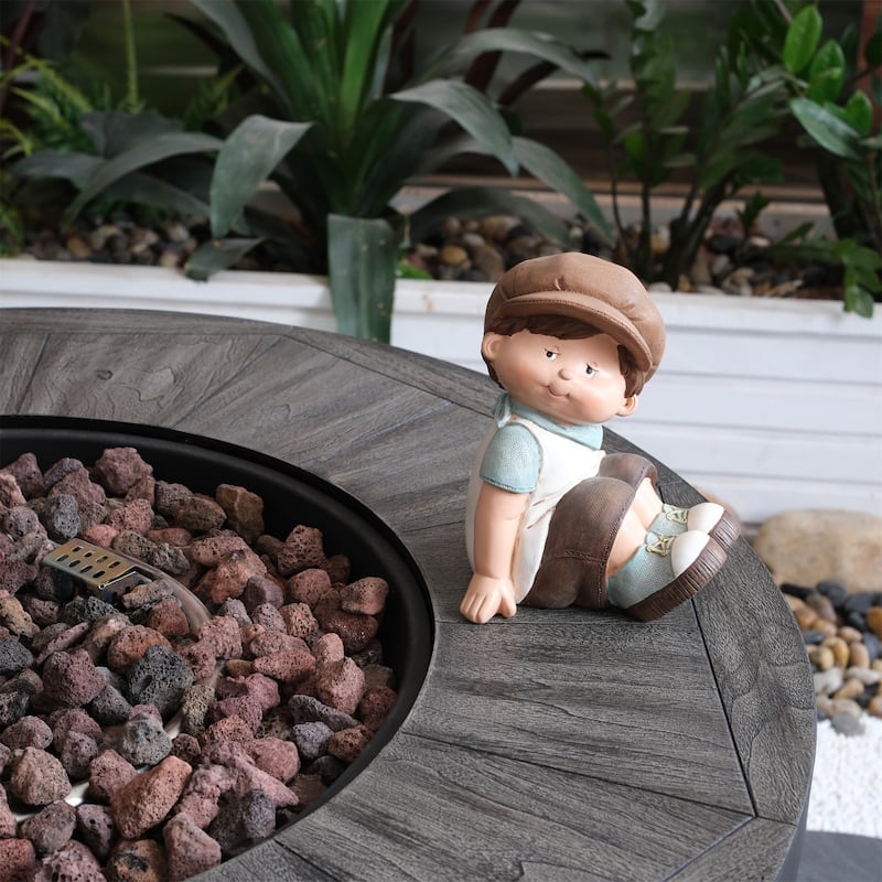 36 in. W x 36 in. D x 25 in. H Round Propane Gas Burning Outdoor Fire Pit in Wood