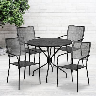 Steel 5-piece 35.25-inch Round Indoor-Outdoor Dining Set