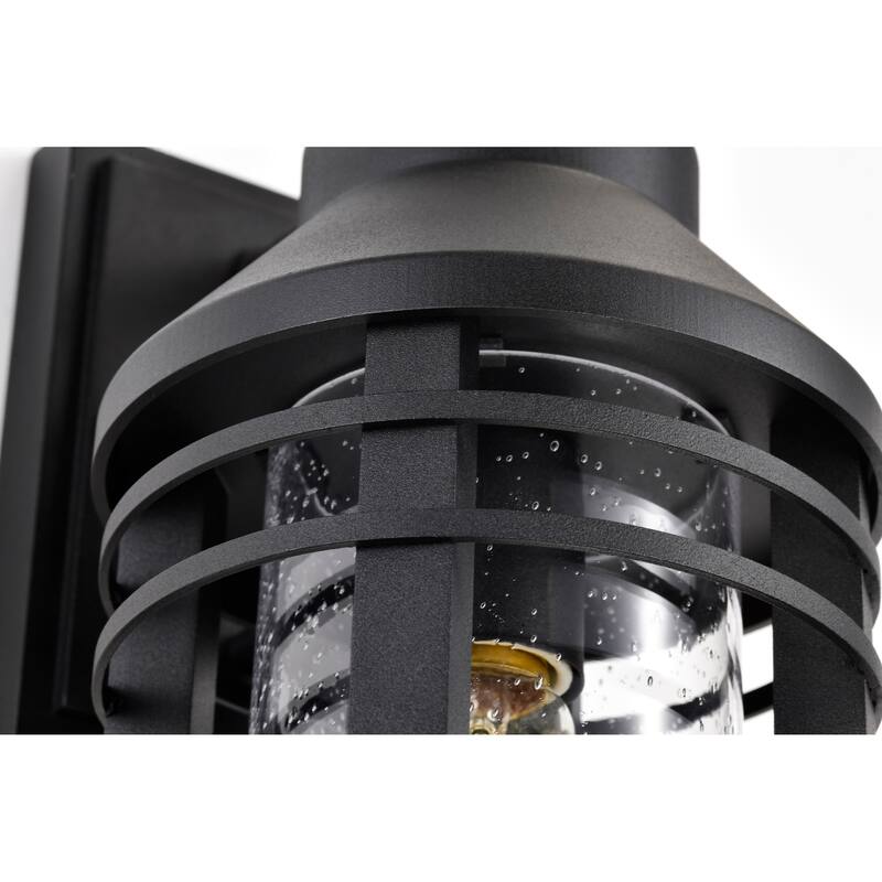 Wilton 1 Light Medium Wall Lantern Matte Black with Clear Seeded Glass