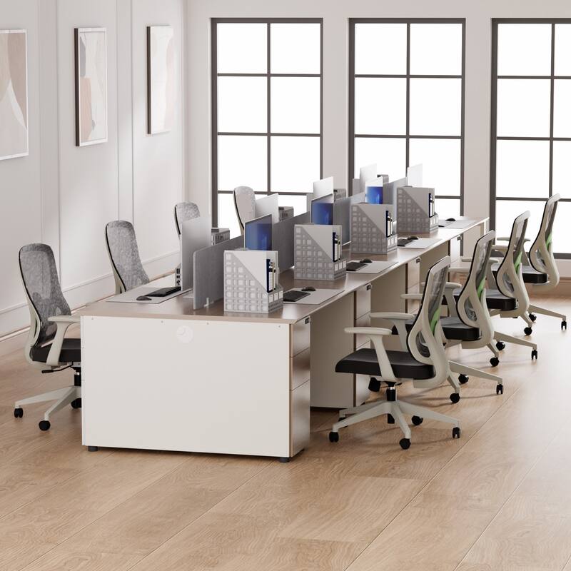 8 Person Attachable Workstation Desks with Chairs Combination