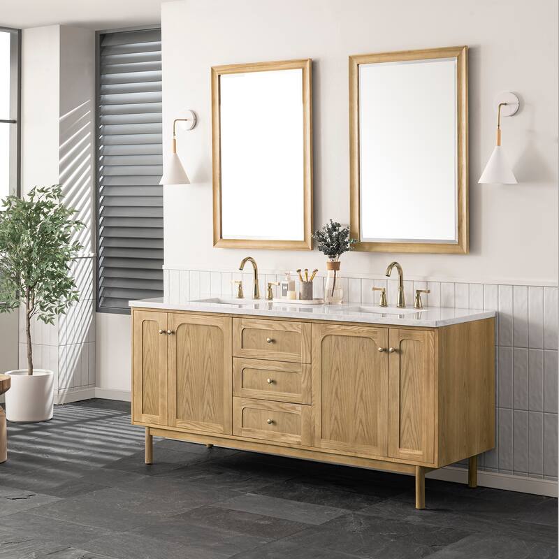 James Martin Vanities Laurent 72" Double Vanity, Light Natural Oak