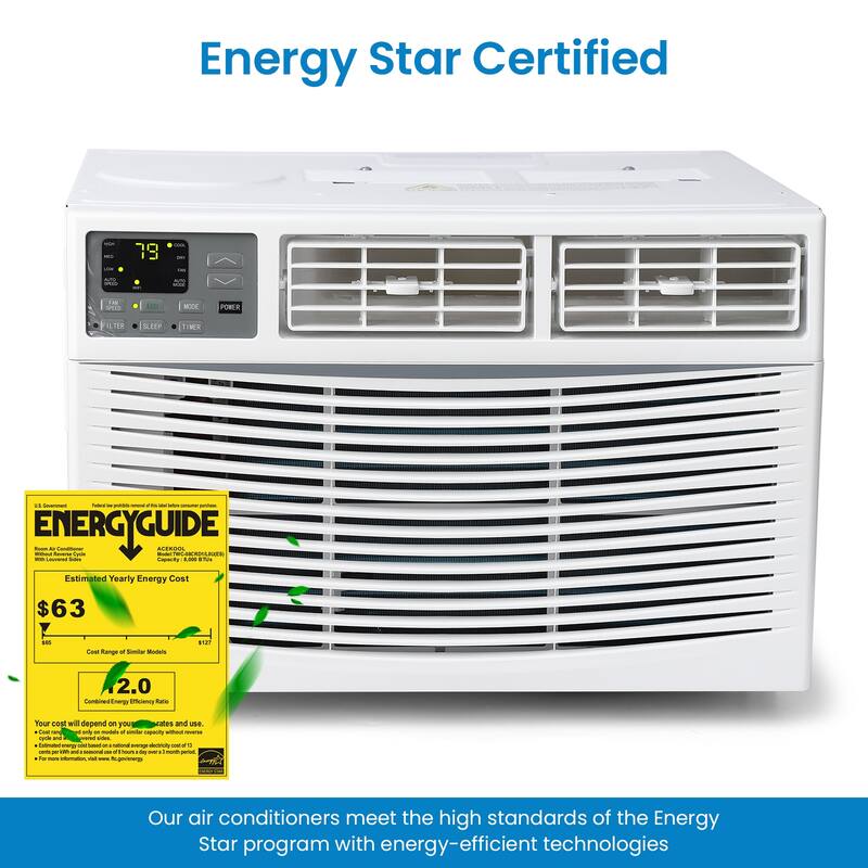 8000 BTU Window Air Conditioner, Cools Up to 350 Sq. Ft