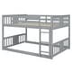 preview thumbnail 5 of 22, Full Over Full Bunk Bed Low Bunk Bed Frame for Kids, Solid Pine Wood Bunk with Ladder, Full-length Guardrails Floor Bed Frame