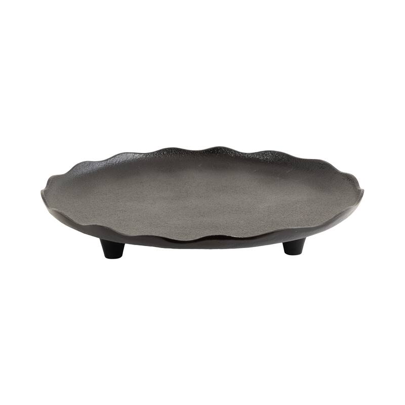 Kate and Laurel Alessia Decorative Tray - 16" Diameter - Black