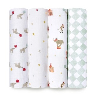 aden + anais essentials cotton muslin swaddle blanket 4 pack elephant circus