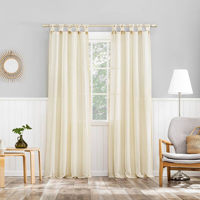 No. 918 Hathaway Twist Tab Semi-Sheer Tab Top Curtain Panel, Single Panel
