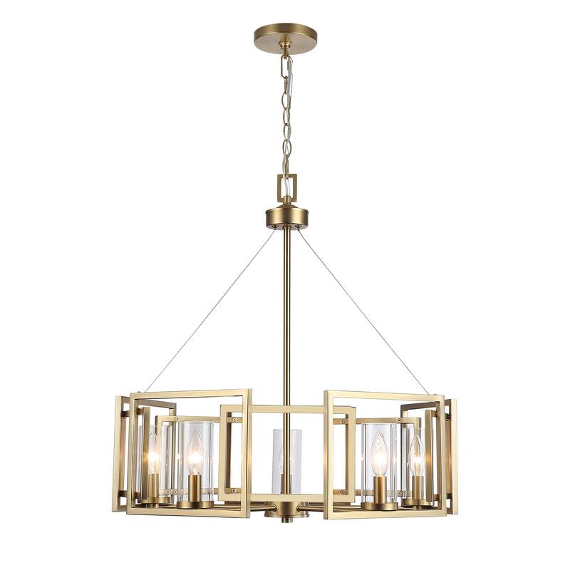 Marco 5-Light Chandelier in Brushed Champagne Bronze with Clear Glass - 5 Light Chandelier