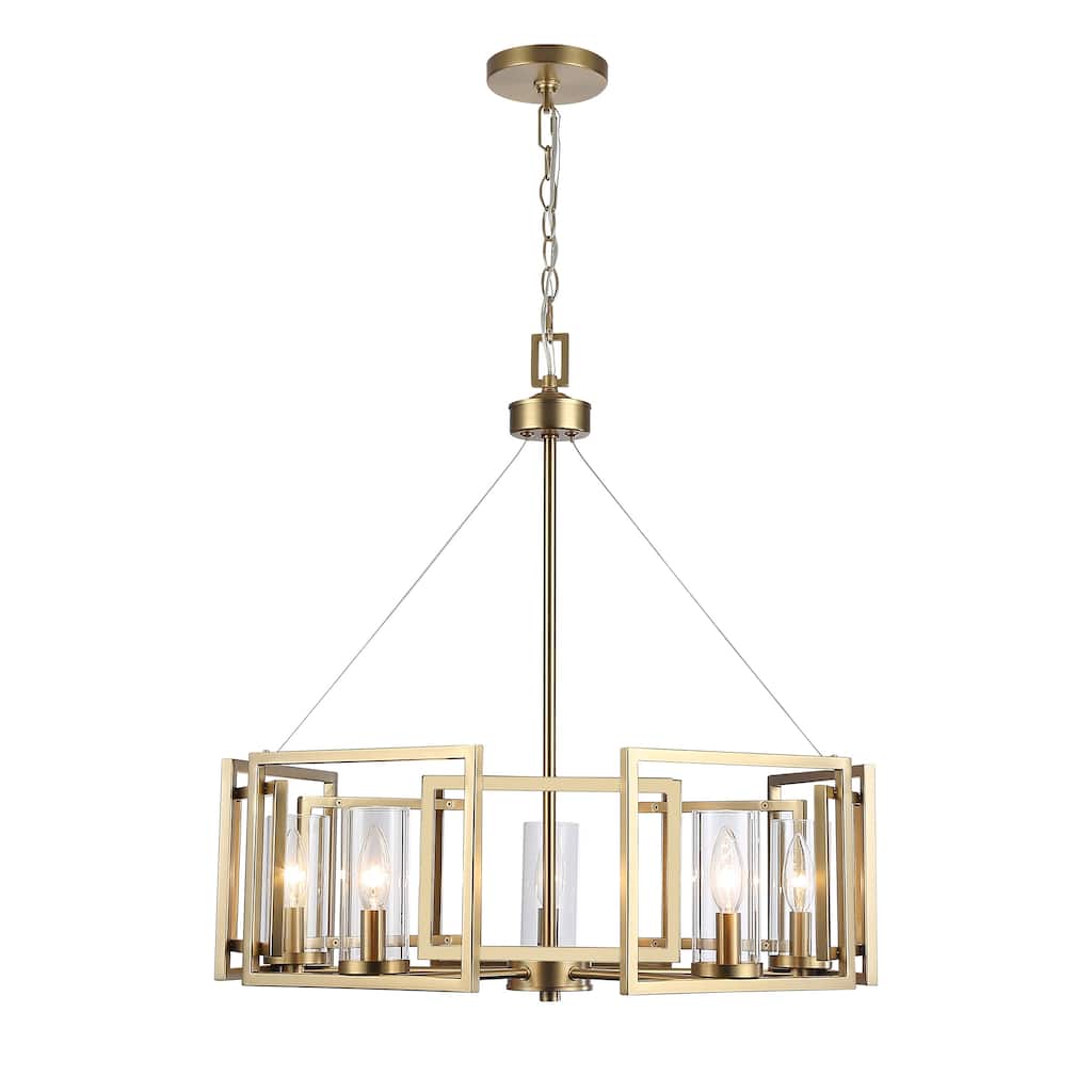 Marco 5-Light Chandelier in Brushed Champagne Bronze with Clear Glass - 5 Light Chandelier