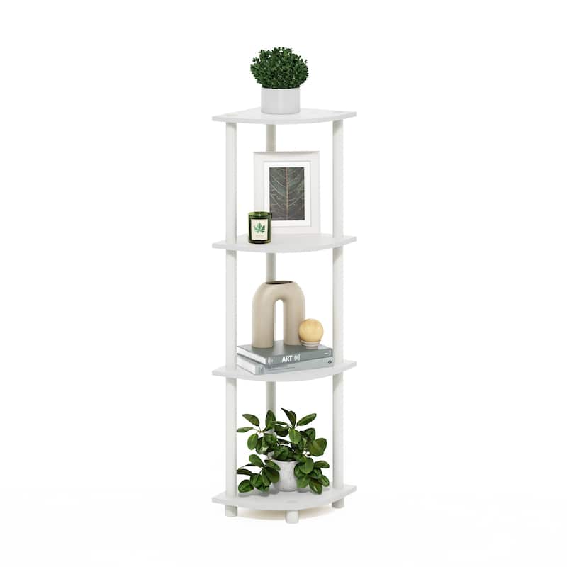4 Tiers Wood Household Shelving Unit in White (11.6 in. W x 43.5 in. H x 11.6 in. D)