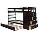 preview thumbnail 23 of 25, Twin Over Twin Wood Bunk Bed for Kids with Trundle and Staircase(4 Storage Drawers)