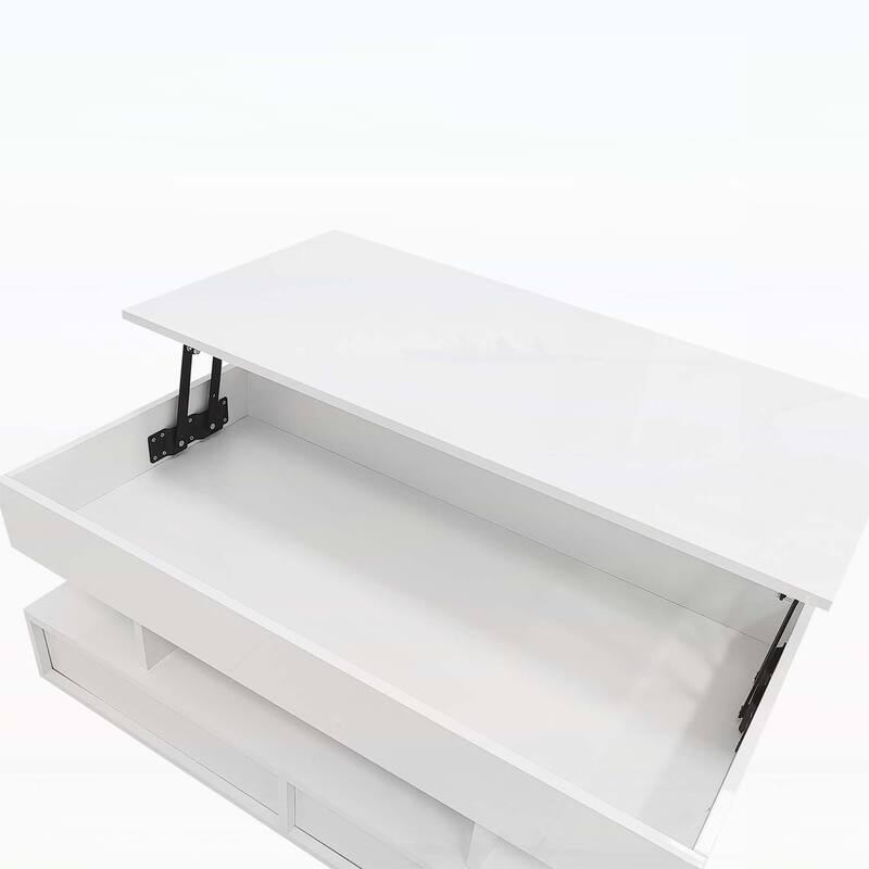 Multi-Functional Lift-Top Coffee Table with 2 Drawers,with High-Gloss Finish for Living Room