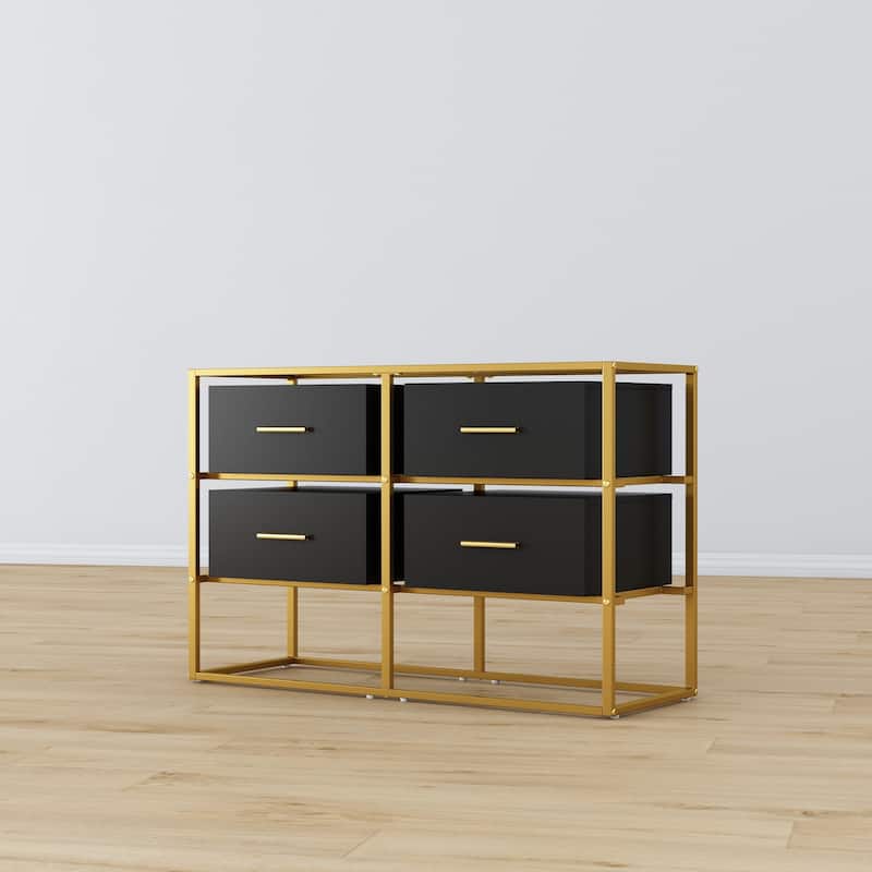 Black Storage Cabinet,Sideboard with 4 Drawers,Adjustable Dividers,Organize Home/Office Clutter
