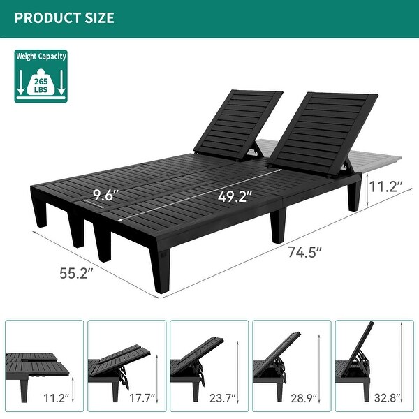 74.5'' Outdoor Double Lounge Chairs with Adjustable Backrest - N/A - On  Sale - Bed Bath & Beyond - 36960633
