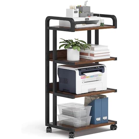 4 Tier Printer Stand with Storage Shelves, Mobile Printer cart Large Printer Table