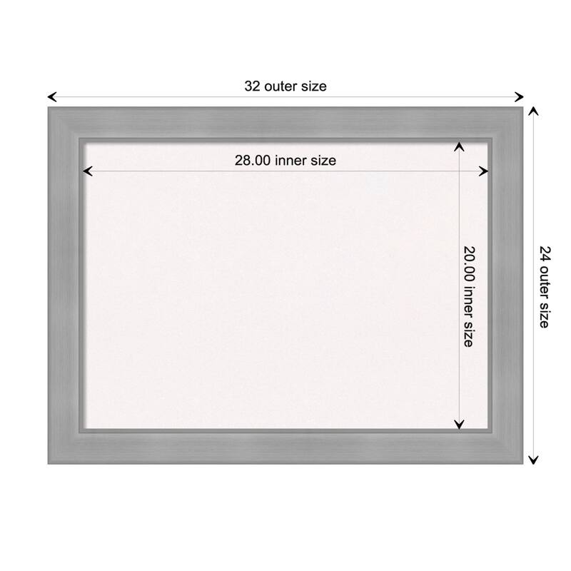 Vista Brushed Nickel Framed White Corkboard Bulletin Board - Board Size 28x20