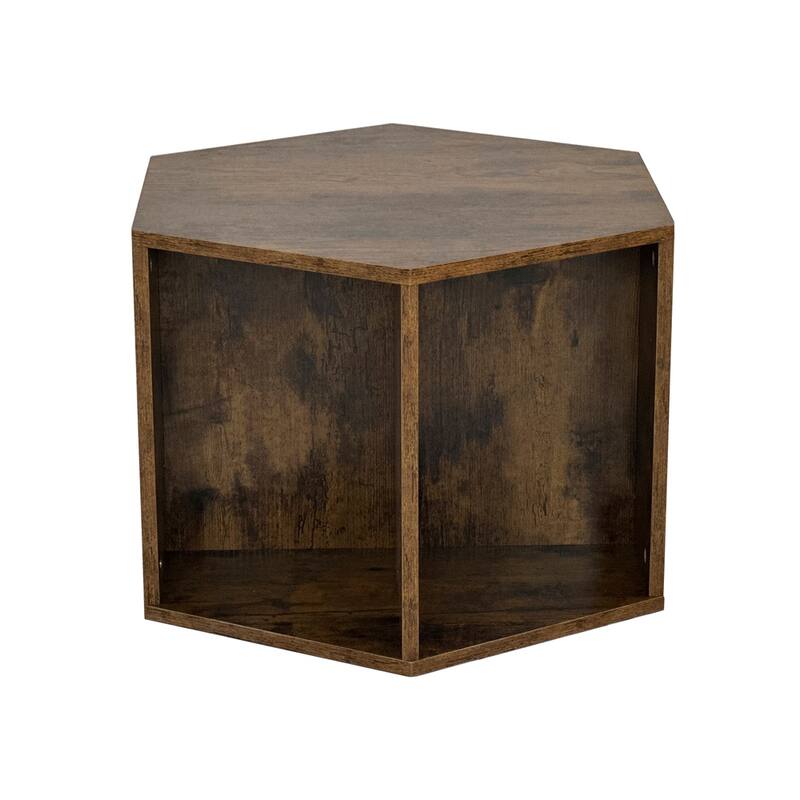 47.24" Wood Hexagonal Coffee Table with Storage Shelf (Set of 2)